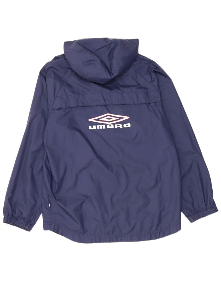 Jaqueta de chuva masculina com capuz gráfico UMBRO UK 36 pequena azul marinho nylon