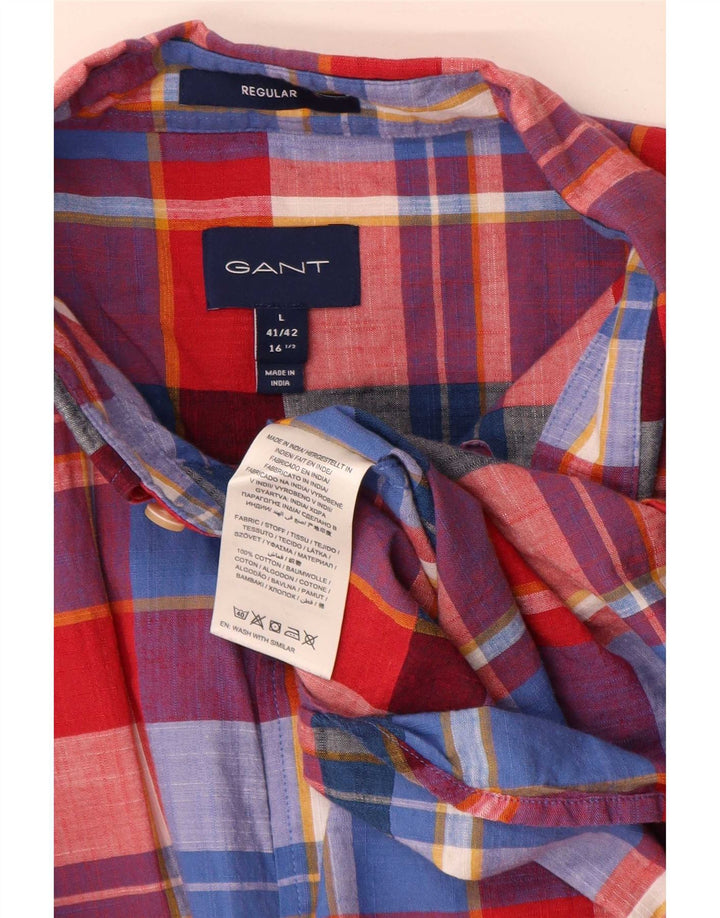Camisa masculina Gant Regular Fit tamanho 41/42 16 1/2 grande xadrez multicolorida
