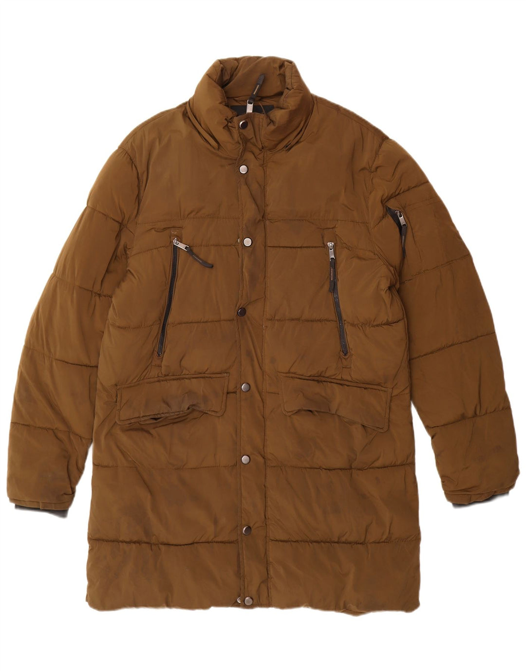 Casaco acolchoado masculino Zara UK 38 médio cáqui nylon motociclista