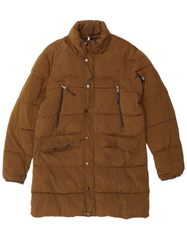 Casaco acolchoado masculino Zara UK 38 médio cáqui nylon motociclista