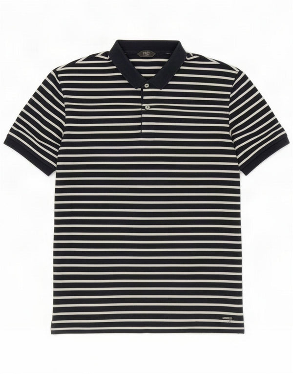 Camisa polo masculina Massimo Dutti XL algodão listrado azul marinho