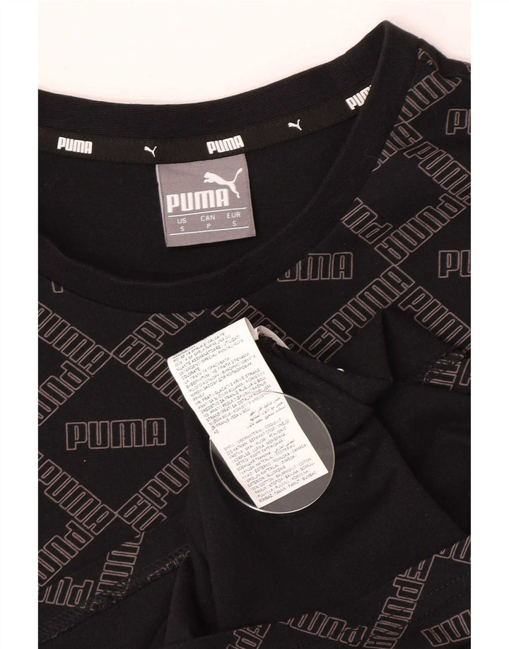 Puma Mens Graphic T-Shirt Top Pequeno Algodão Preto