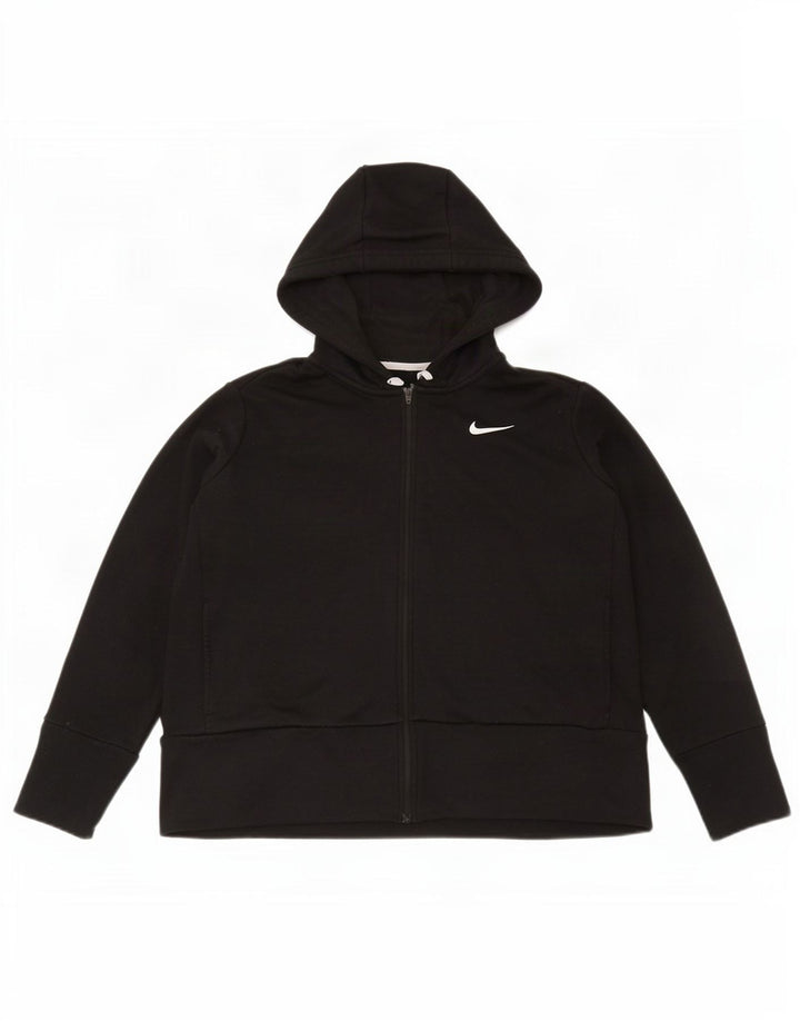 Suéter Nike feminino Dri Fit Zip com capuz Reino Unido 16 grande poliéster preto