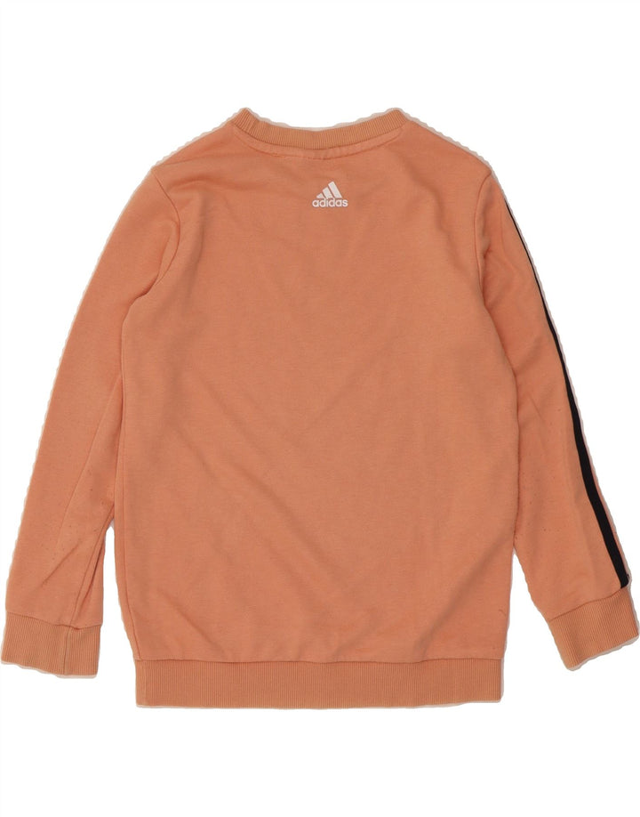 ADIDAS Girls Graphic Sweatshirt Jumper 7-8 Years Pink Vintage Adidas and Second-Hand Adidas from Messina Hembry 