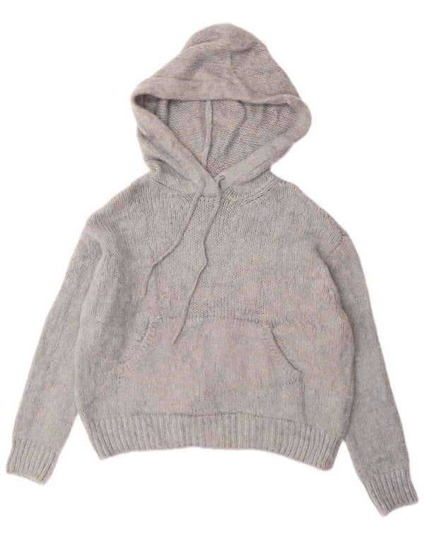 Suéter feminino com capuz grande ZARA Reino Unido 10 pequeno azul manchado