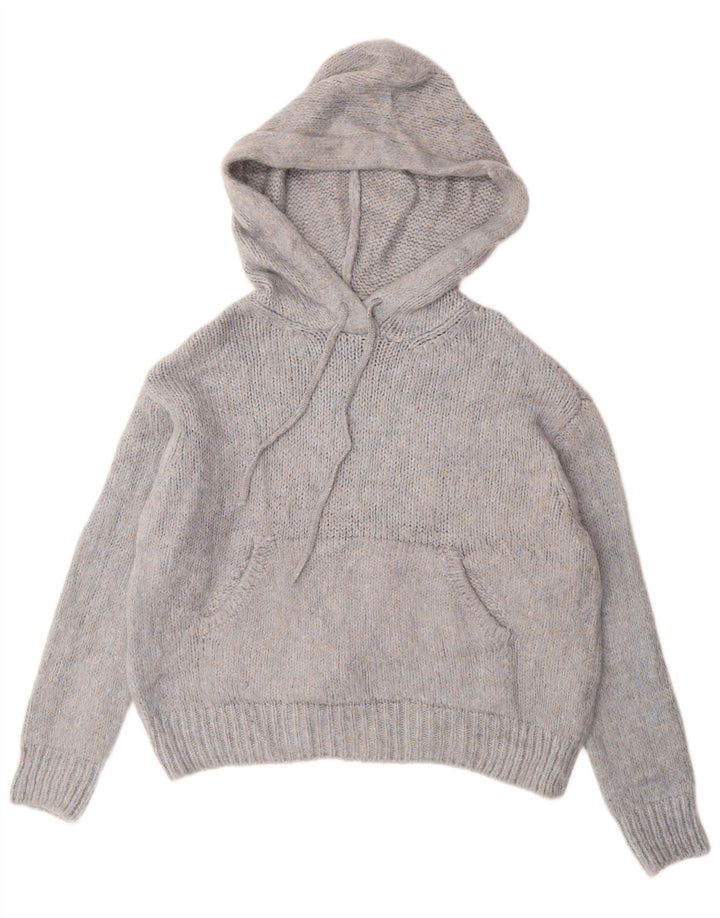 Suéter feminino com capuz grande ZARA Reino Unido 10 pequeno azul manchado