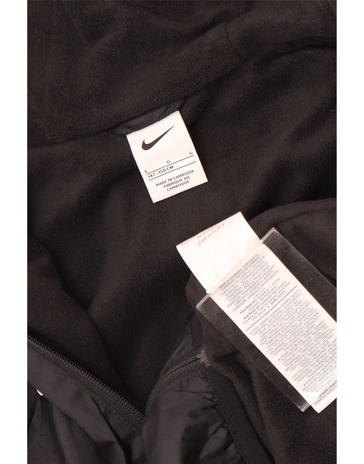Jaqueta corta-vento Nike Boys com capuz 12-13 anos médio preto poliéster