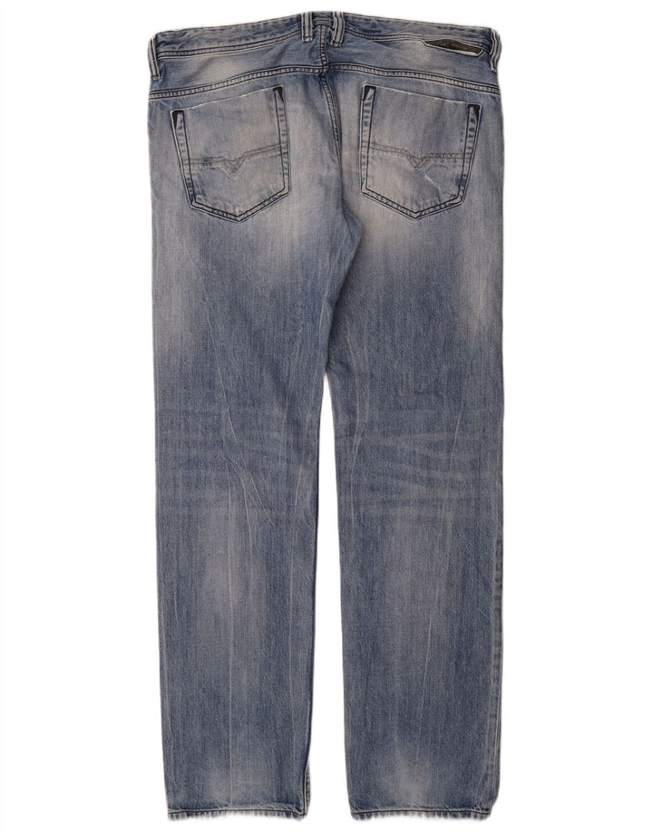 Jeans retos masculinos diesel desgastados W36 L34 algodão azul