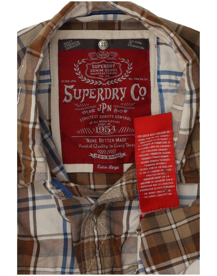 Camisa masculina de flanela Superdry XL marrom xadrez algodão