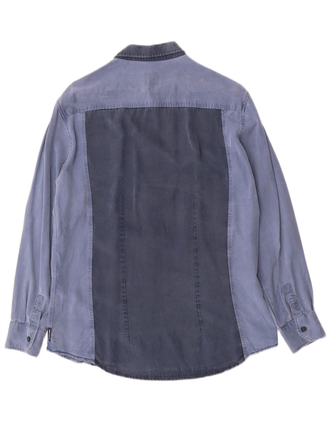 Camisa masculina Armani Exchange Regular Fit azul médio colorblock