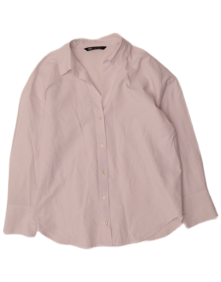 Camisa oversized feminina Zara UK 6 XS algodão branco