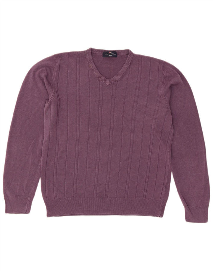 Suéter feminino Marks & Spencer com decote em V Reino Unido 14 médio roxo