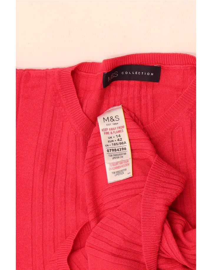 Suéter feminino Marks & Spencer com gola redonda e gola redonda Reino Unido 14 médio rosa