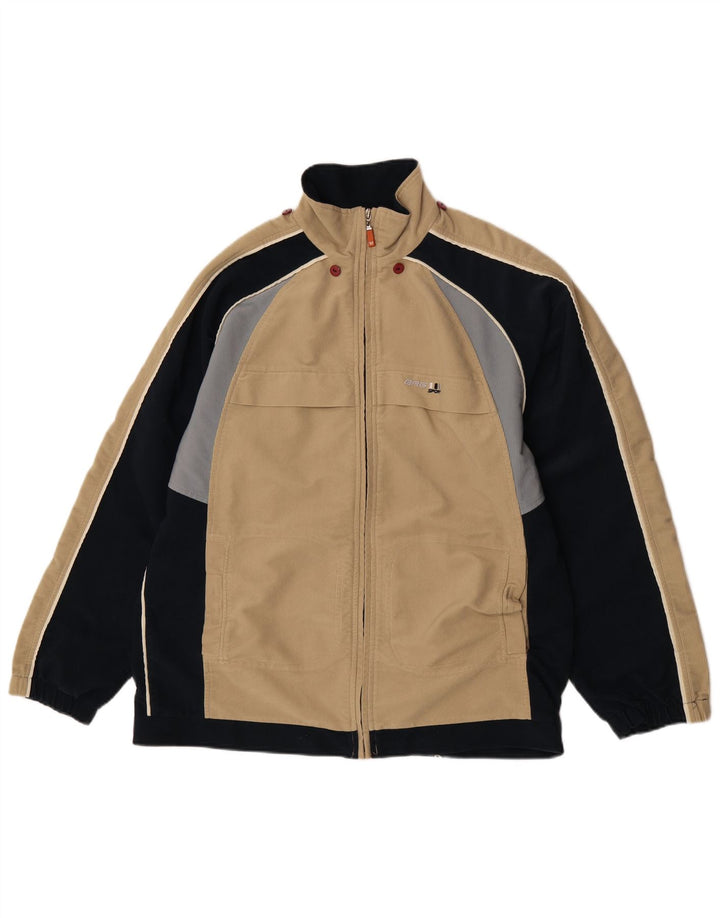 Jaqueta masculina de veludo cotelê Brugi UK 40 grande poliéster colorblock bege