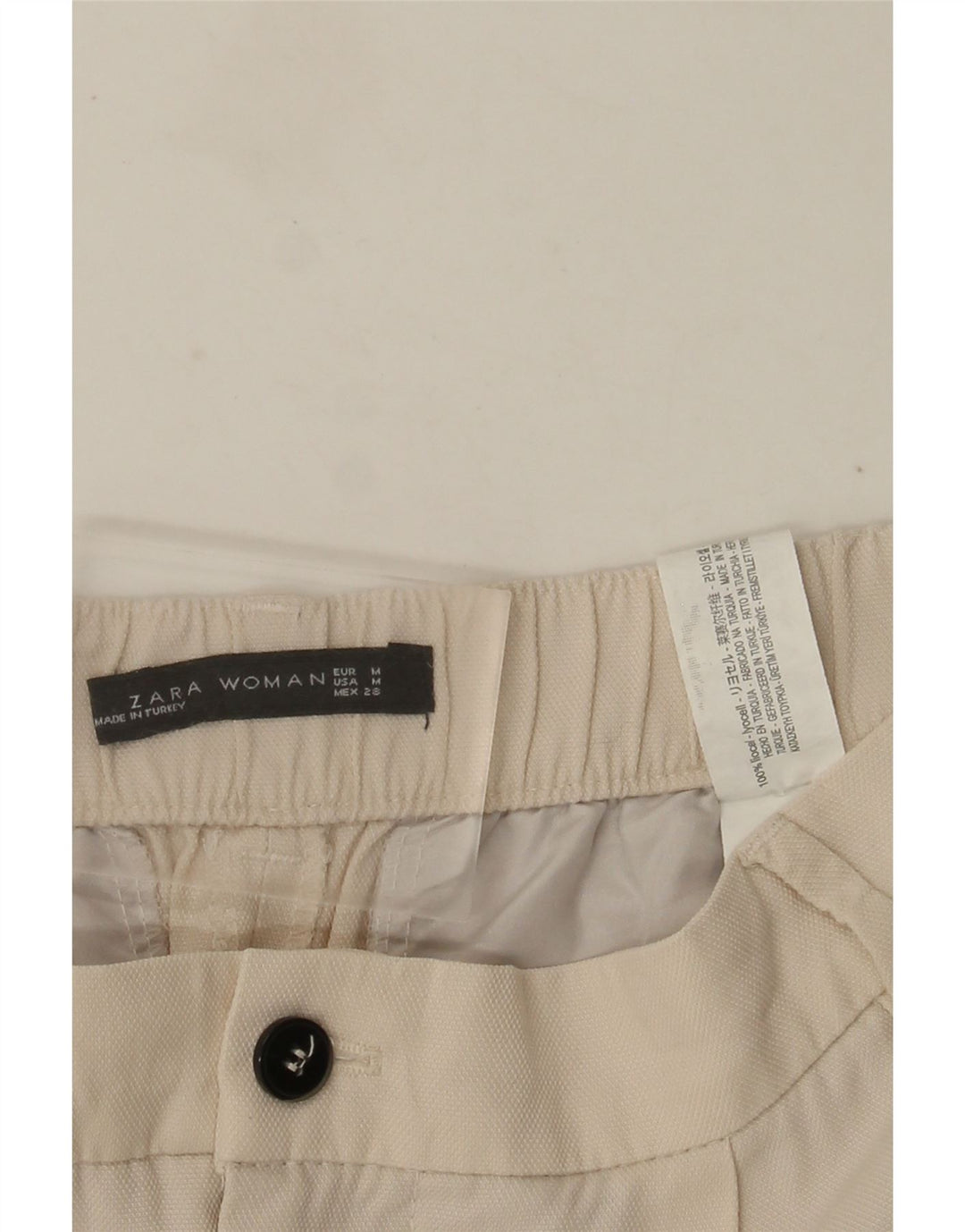 ZARA Calça Capri Feminina Pegged Médio W28 L22 Bege Lyocell