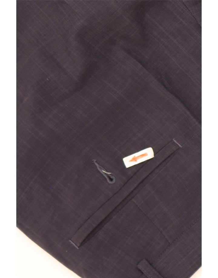 Calça masculina de terno reto Marks & Spencer W38 L33 azul marinho poliéster