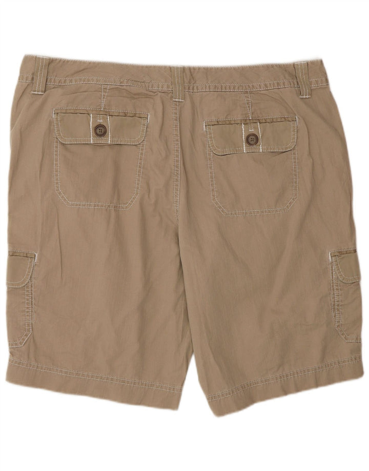 Shorts femininos Eddie Bauer Petite Cargo EUA 18 2XL W38 algodão bege