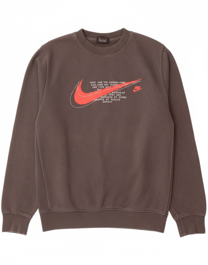 NIKE Mens Graphic Moletom Jumper Pequeno Algodão Cinza