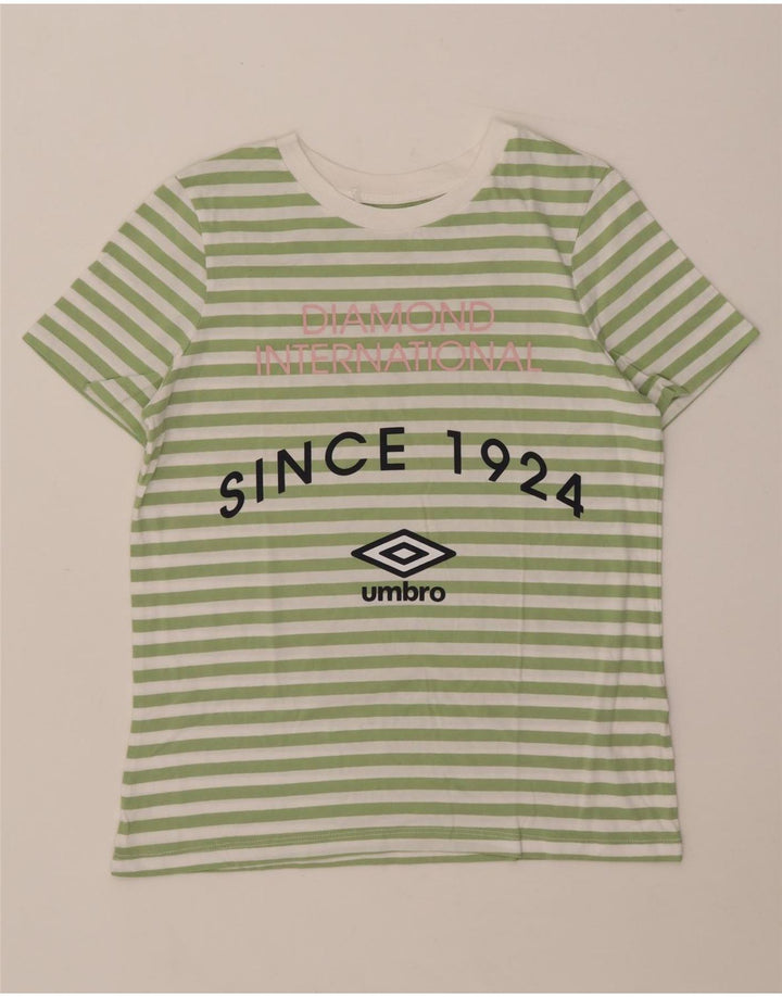 Camiseta feminina gráfica UMBRO Reino Unido 12 listrado verde médio