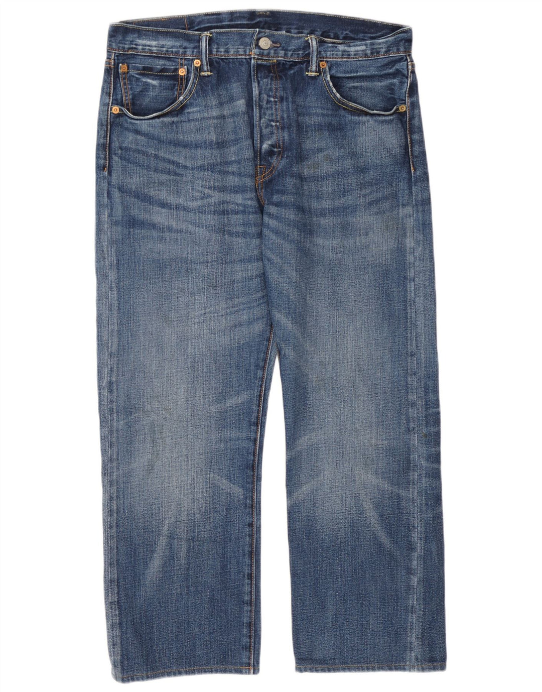 Calça jeans masculina Levi's 501 cortada W34 L25 azul