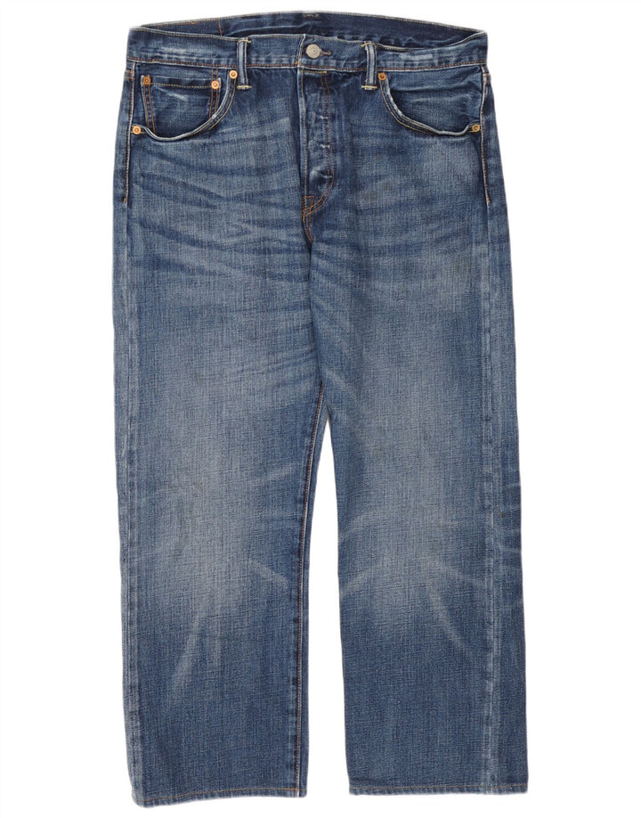 Calça jeans masculina Levi's 501 cortada W34 L25 azul