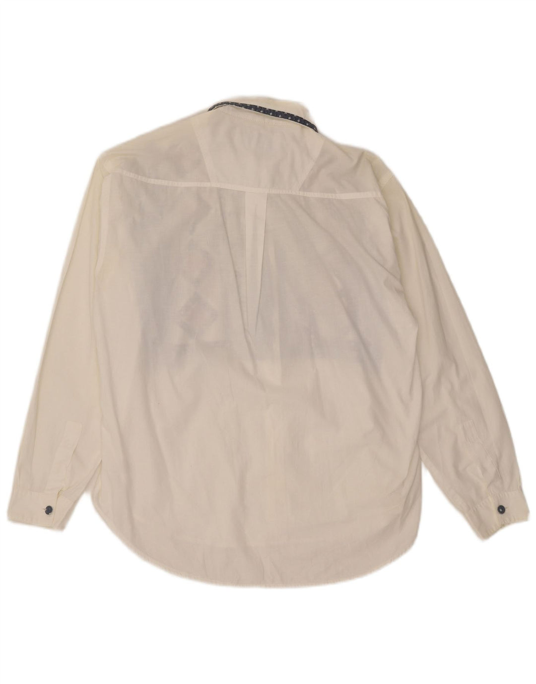 Blusa feminina vintage de grandes dimensões Reino Unido 14 algodão geométrico branco médio