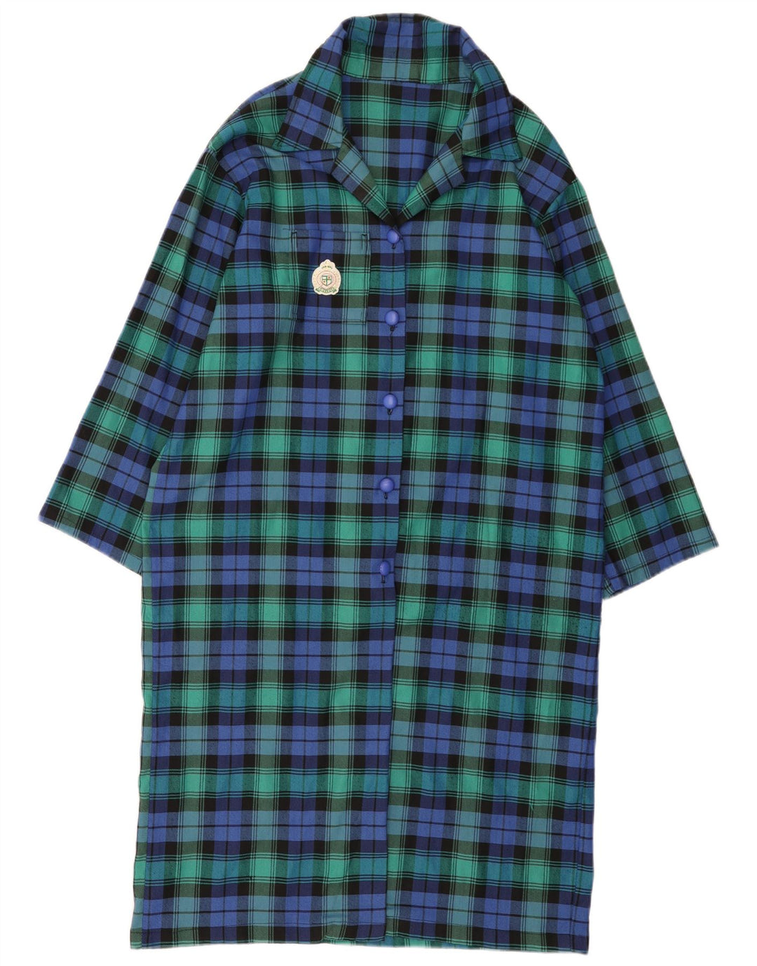 Vestido camisa feminino VINTAGE Reino Unido 16 grande xadrez verde