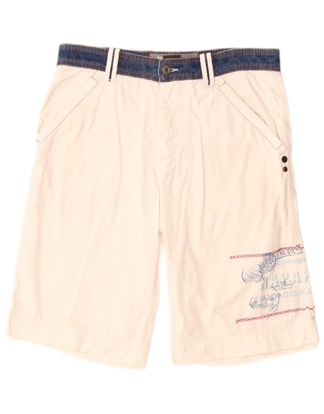 Napapijri Mens Graphic Cargo Shorts IT 46 Pequeno W30 Branco