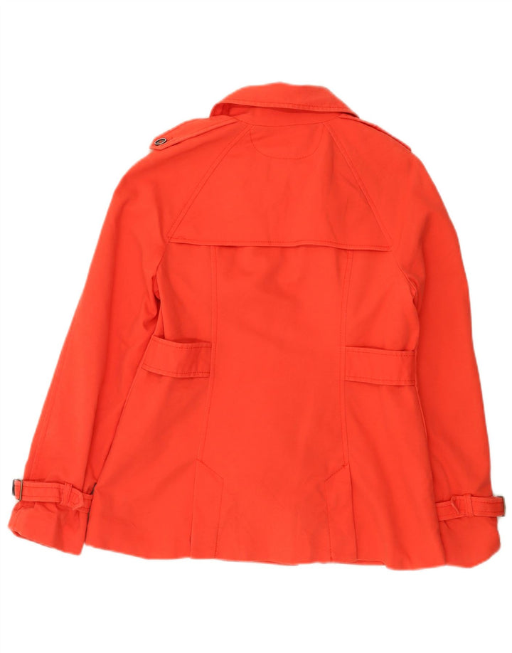 Casaco trench curto feminino Zara Reino Unido 12 algodão laranja médio
