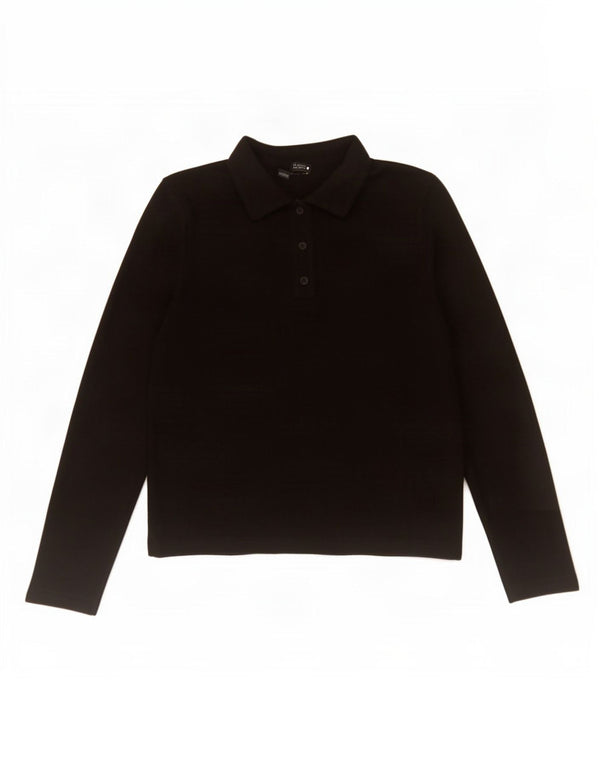 Camisa polo feminina de manga comprida Zara Reino Unido 14 médio preto