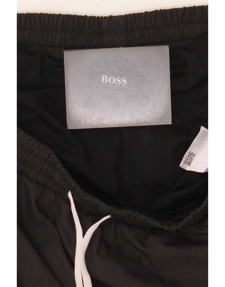 Hugo Boss Shorts de natação masculino gráfico grande poliéster preto