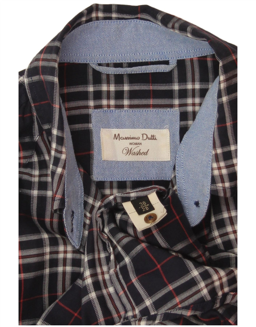 Camisa feminina Massimo Dutti EU 38 pequena xadrez azul marinho