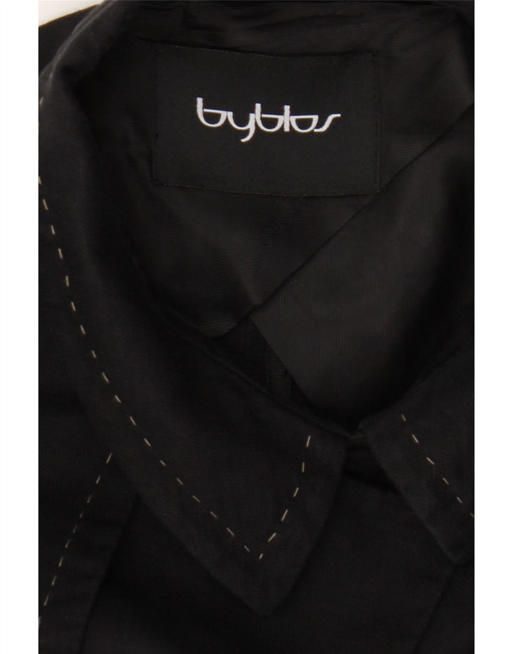 BYBLOS Womens Overcoat UK 10 Small Black Cotton Vintage Byblos and Second-Hand Byblos from Messina Hembry 
