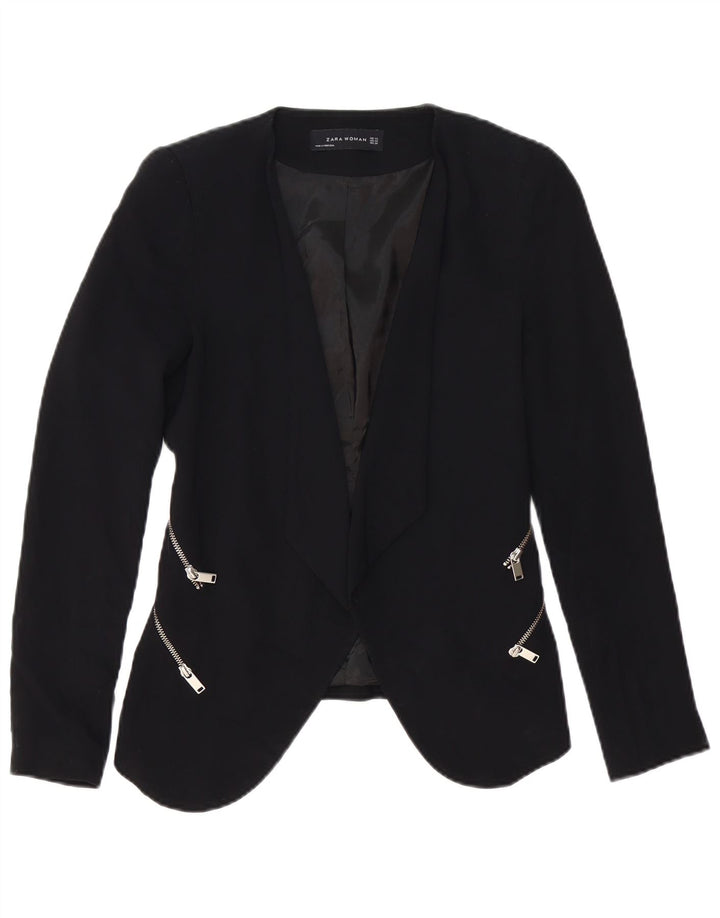 Jaqueta Zara Womens Open Blazer UK 6 XS Poliéster Preto
