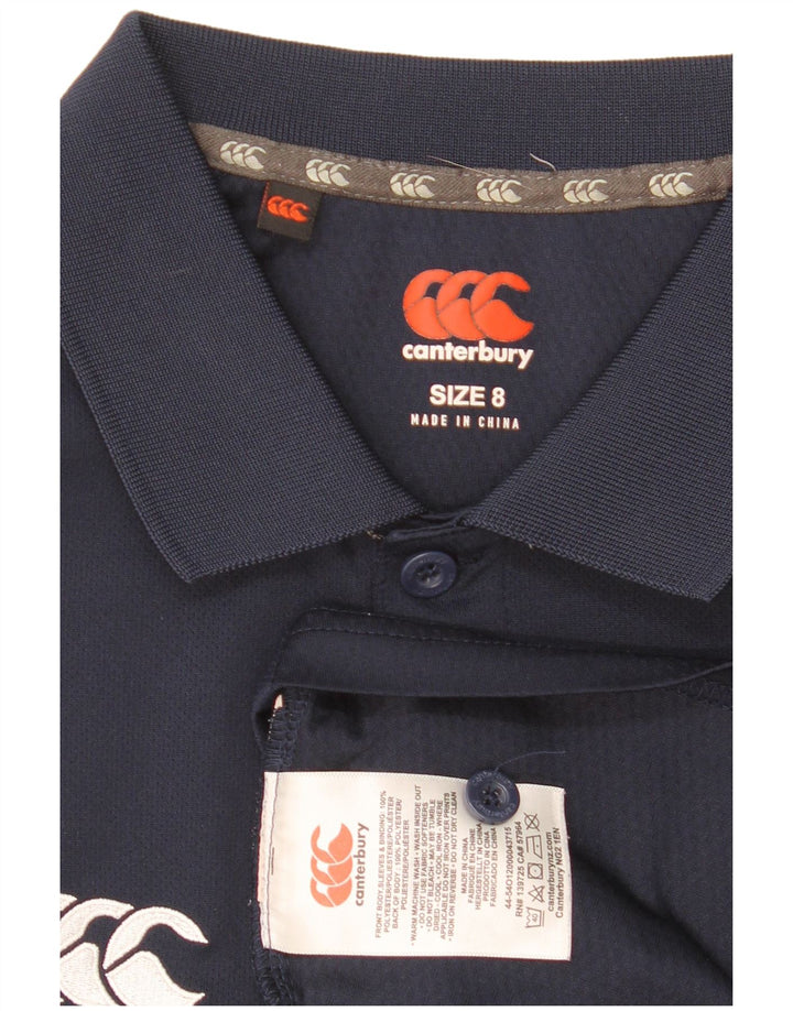 Camisa pólo feminina Canterbury UK 8 pequena poliéster azul marinho