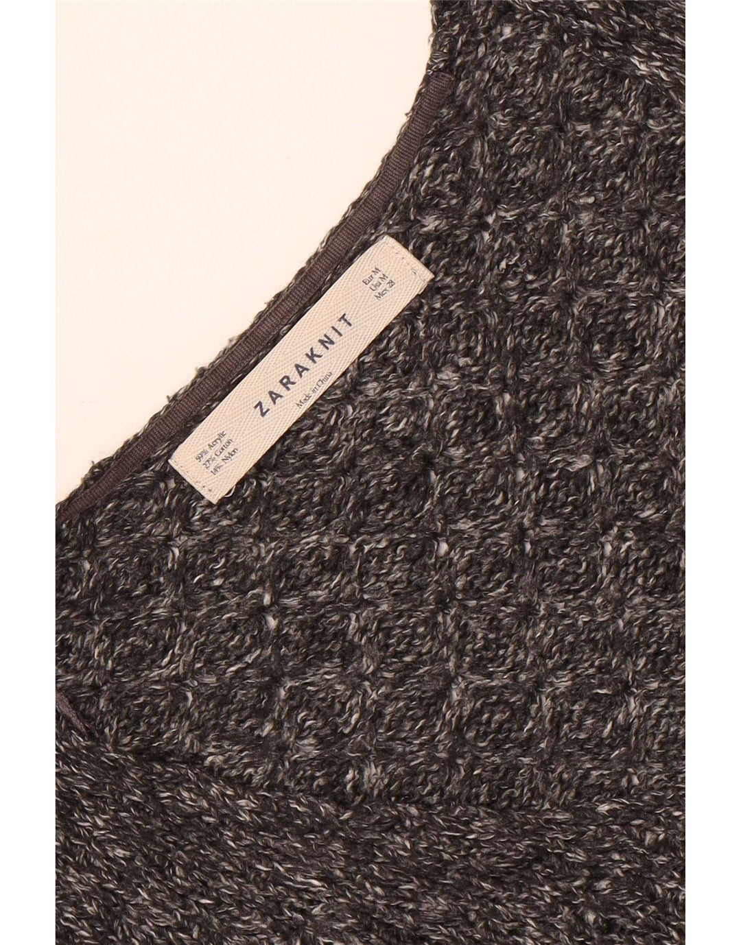 Suéter feminino Zara com decote em V superdimensionado Reino Unido 14 cinza médio manchado