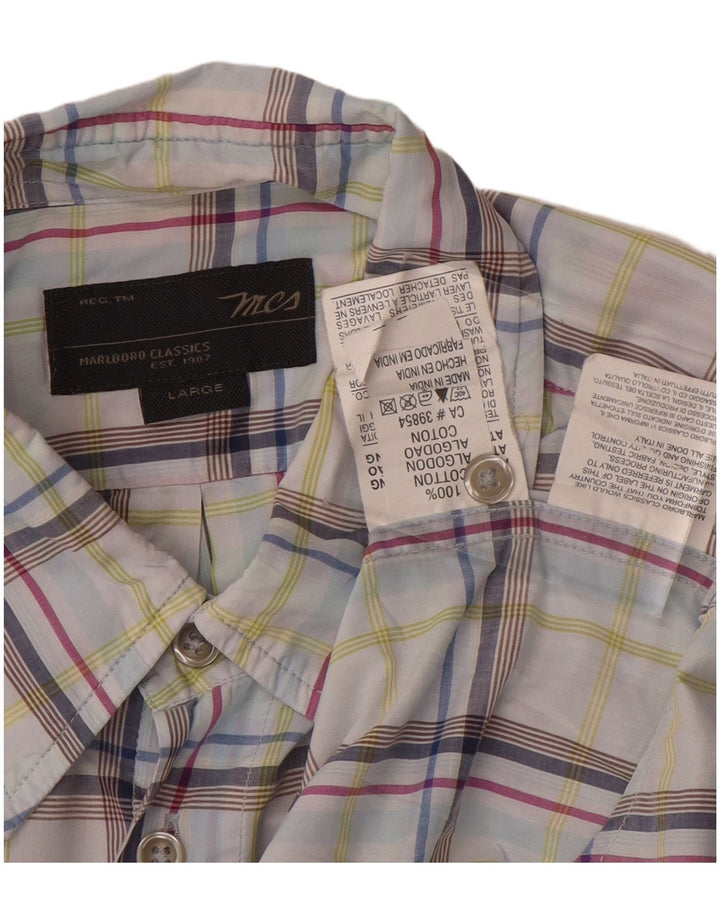 Camisa masculina de manga curta Marlboro Classics grande algodão xadrez multicolorido