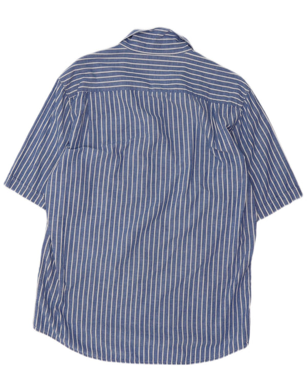 Camisa masculina de manga curta Valentino tamanho 41 16 grande algodão listrado azul