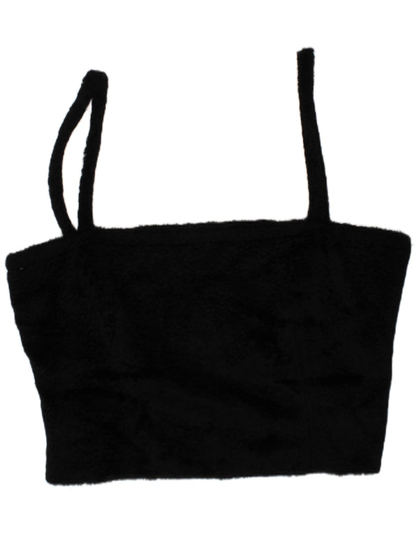 Mariella Burani Top feminino Amuleti Crop UK 14 médio preto viscose