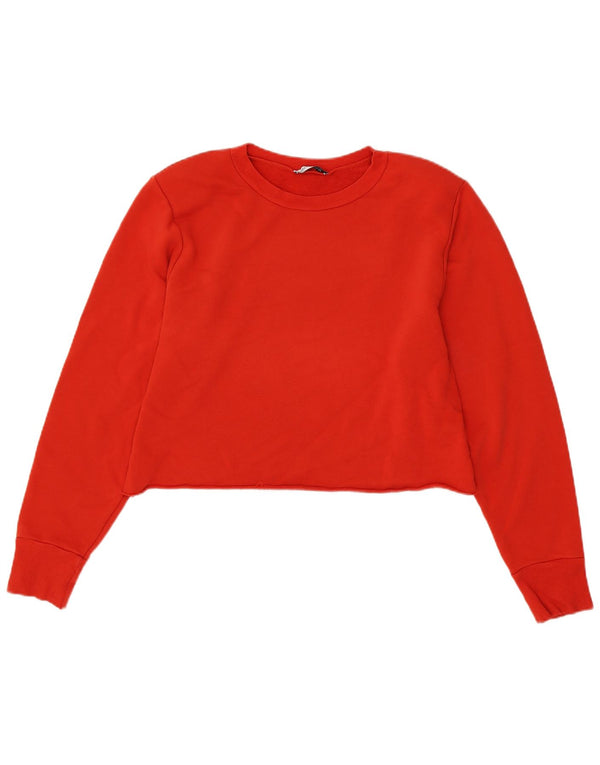 Zara Womens Trafaluc Crop Moletom Jumper Reino Unido 16 Grande Vermelho