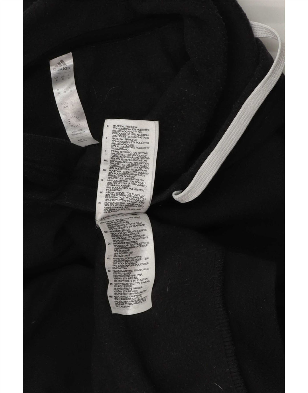 Adidas Mens Hoodie Jumper Médio Algodão Preto