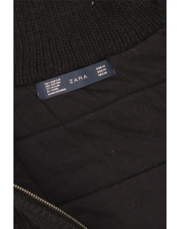 Zara Womens Knit Gilet UK 14 Médio Preto Acrílico