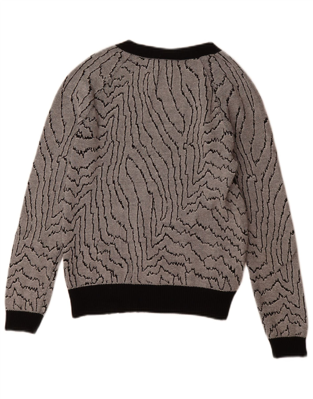 Suéter feminino Reiss com estampa abstrata UK 6 XS preto viscose