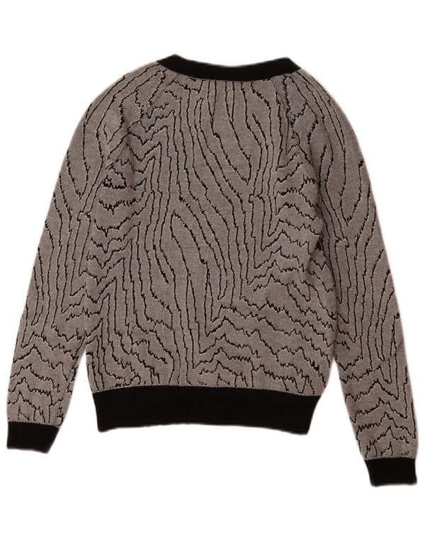 Suéter feminino Reiss com estampa abstrata UK 6 XS preto viscose