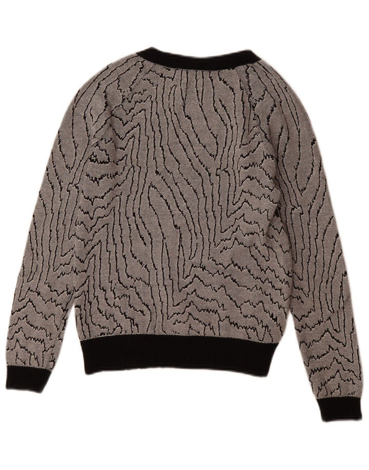 Suéter feminino Reiss com estampa abstrata UK 6 XS preto viscose