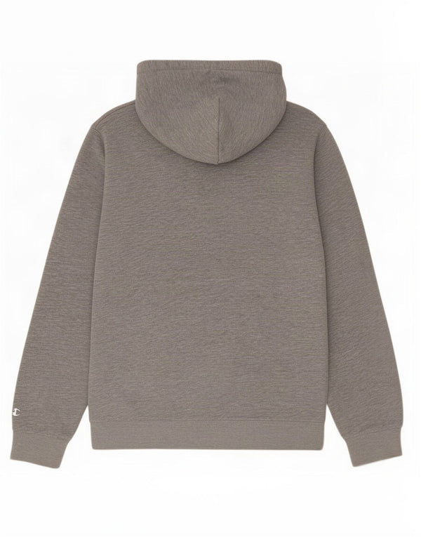 Jumper masculino com capuz gráfico Champion pequeno algodão manchado cinza