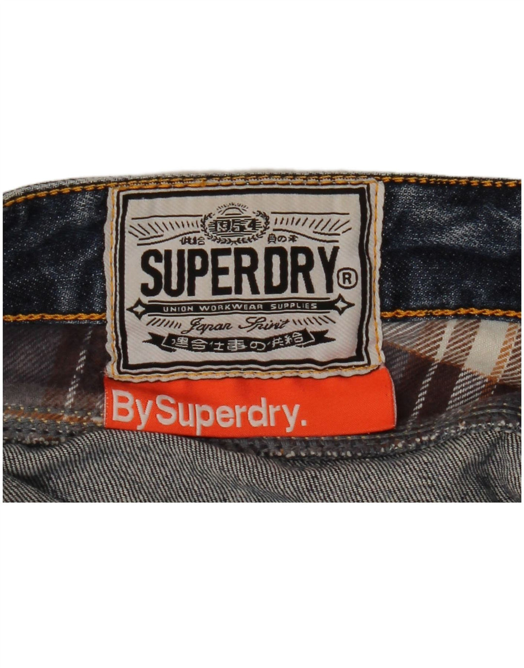 Shorts jeans feminino SUPERDRY desgastado W30 algodão azul médio