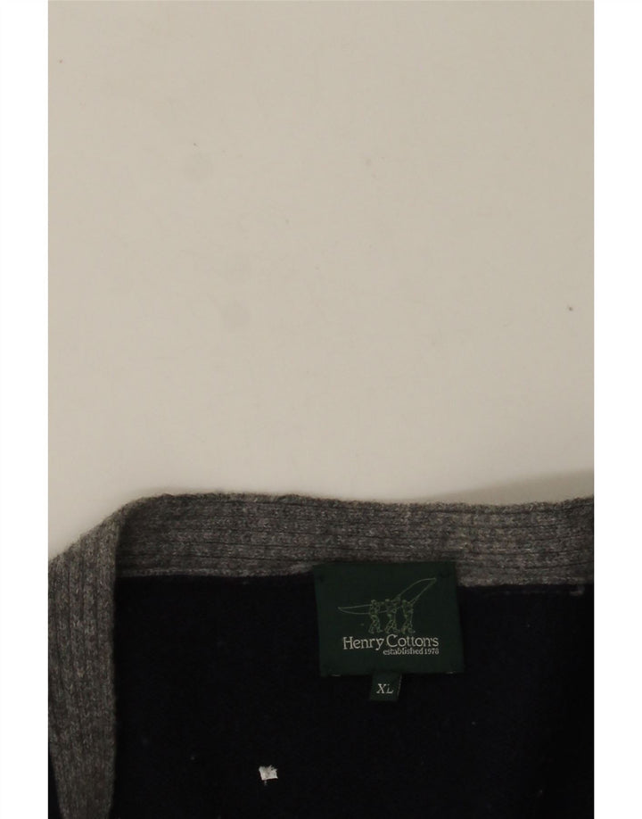 Suéter cardigã masculino HENRY COTTONS XL azul marinho colorblock