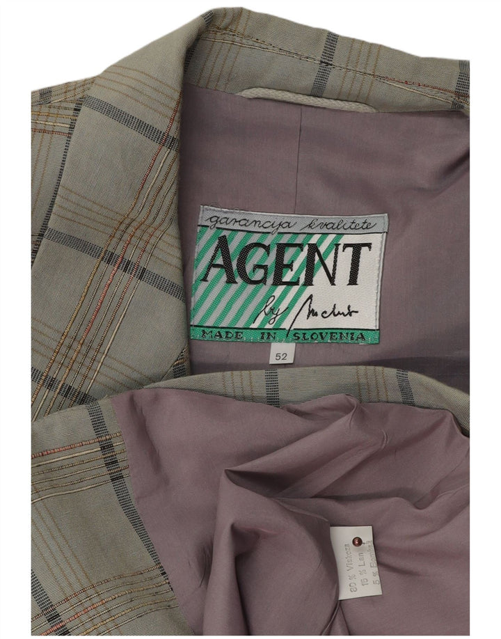 Jaqueta blazer masculina VINTAGE com 2 botões IT 52 XL cinza xadrez viscose