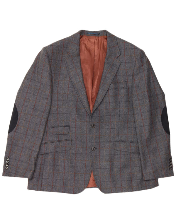 Jaqueta blazer masculina Woolrich com 2 botões Reino Unido 48 4XL lã xadrez cinza